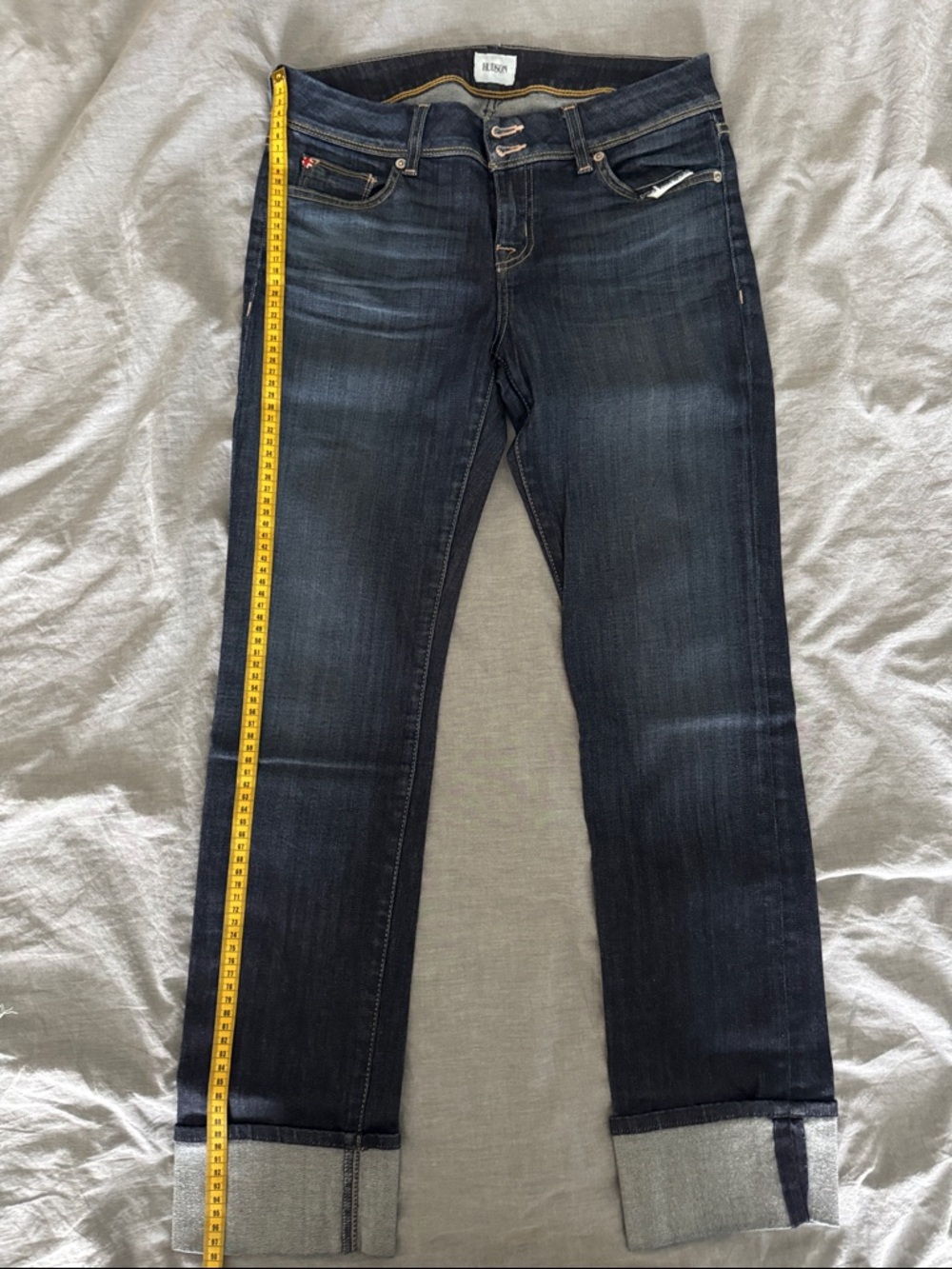 Hudson Jeans Dark Blue Slim Straight Cuffed Jeans